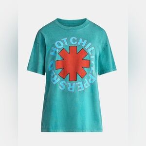 Red Hot Chili Peppers Women's Front Back Graphic Band Tee with Short Sleeves